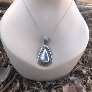 Large 925 silver pendant necklace Aztec southwestern style vintage